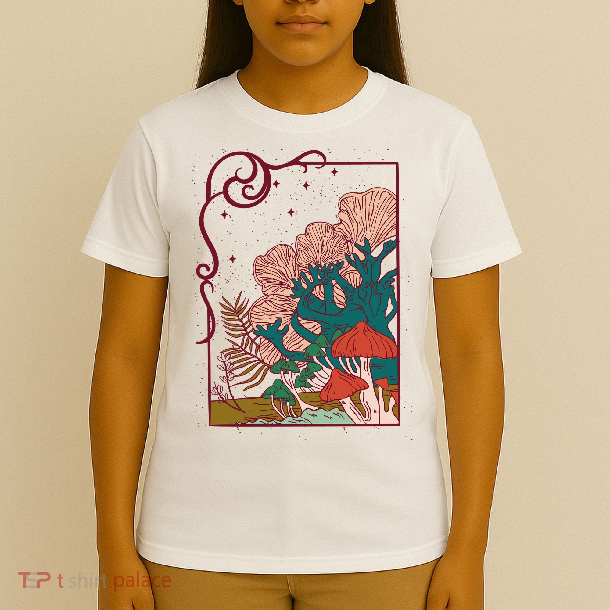 Cool Mushrooms Illustration T-Shirt