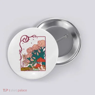 Cool Mushrooms Illustration Button
