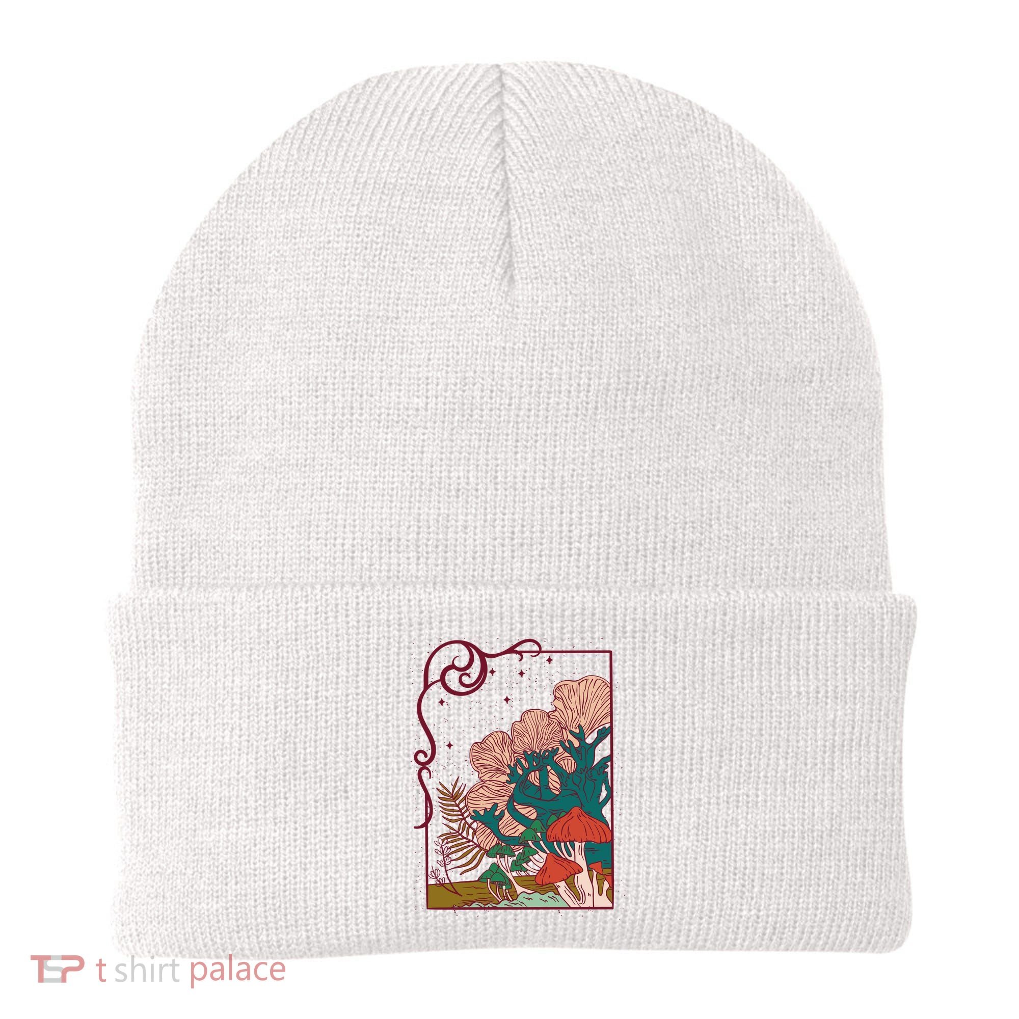 Cool Mushrooms Illustration Beanie