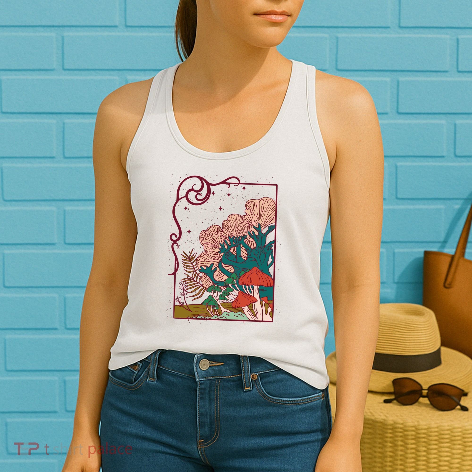 Cool Mushrooms Illustration Women's Tank Top