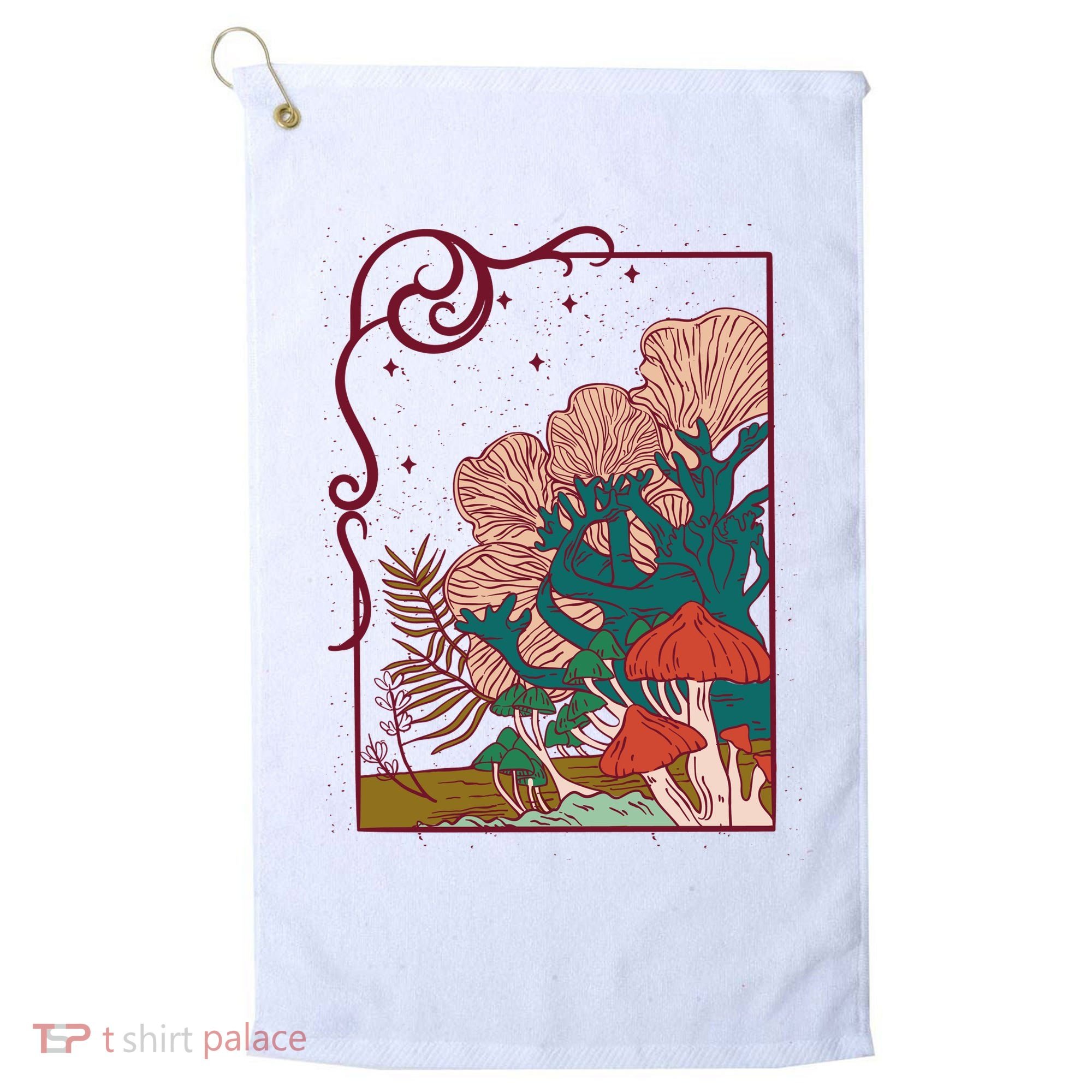 Cool Mushrooms Illustration Golf Towel
