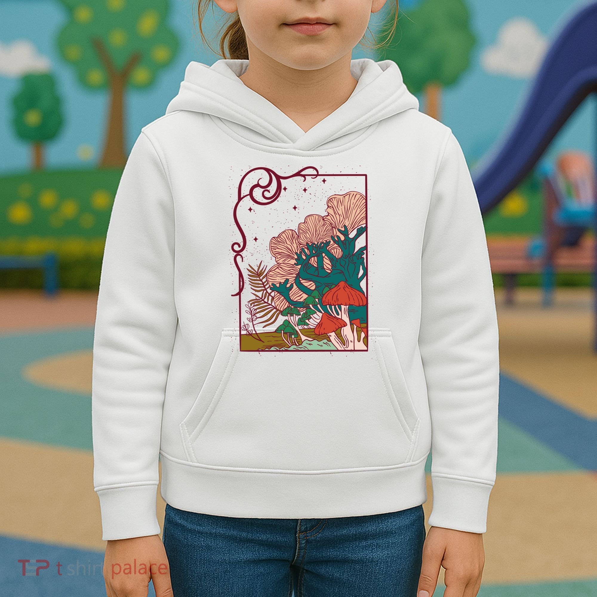 Cool Mushrooms Illustration Kids Hoodie