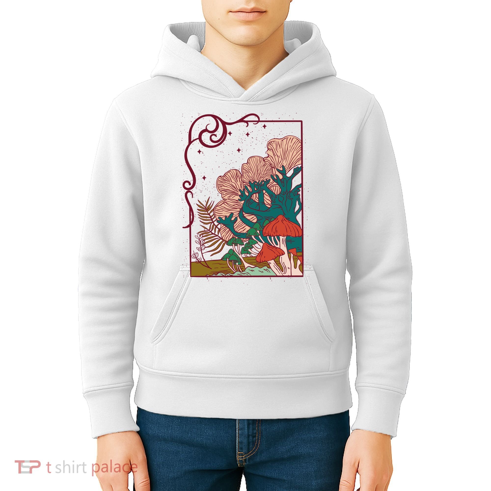 Cool Mushrooms Illustration Kids Hoodie