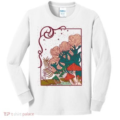 Cool Mushrooms Illustration Kids Long Sleeve Shirt