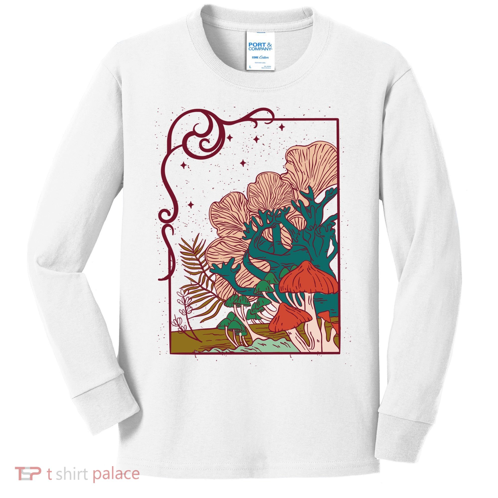 Cool Mushrooms Illustration Kids Long Sleeve Shirt