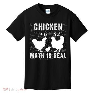 Chicken Math Is Real Chicken Lover Funny Chicken Math Meme Chicken Whisperer Kids T-Shirt