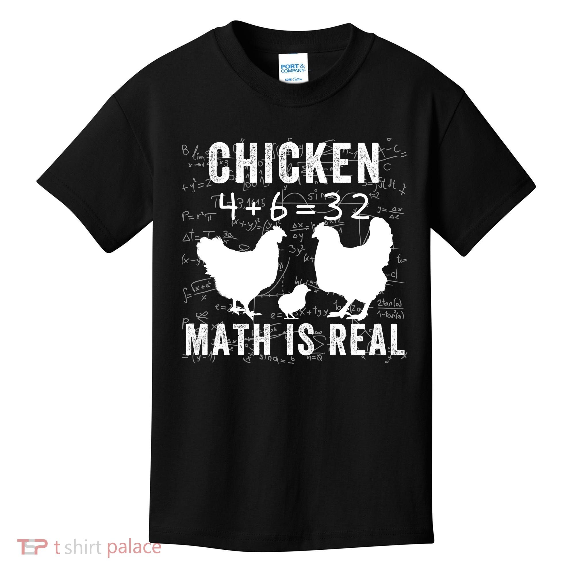 Chicken Math Is Real Chicken Lover Funny Chicken Math Meme Chicken Whisperer Kids T-Shirt