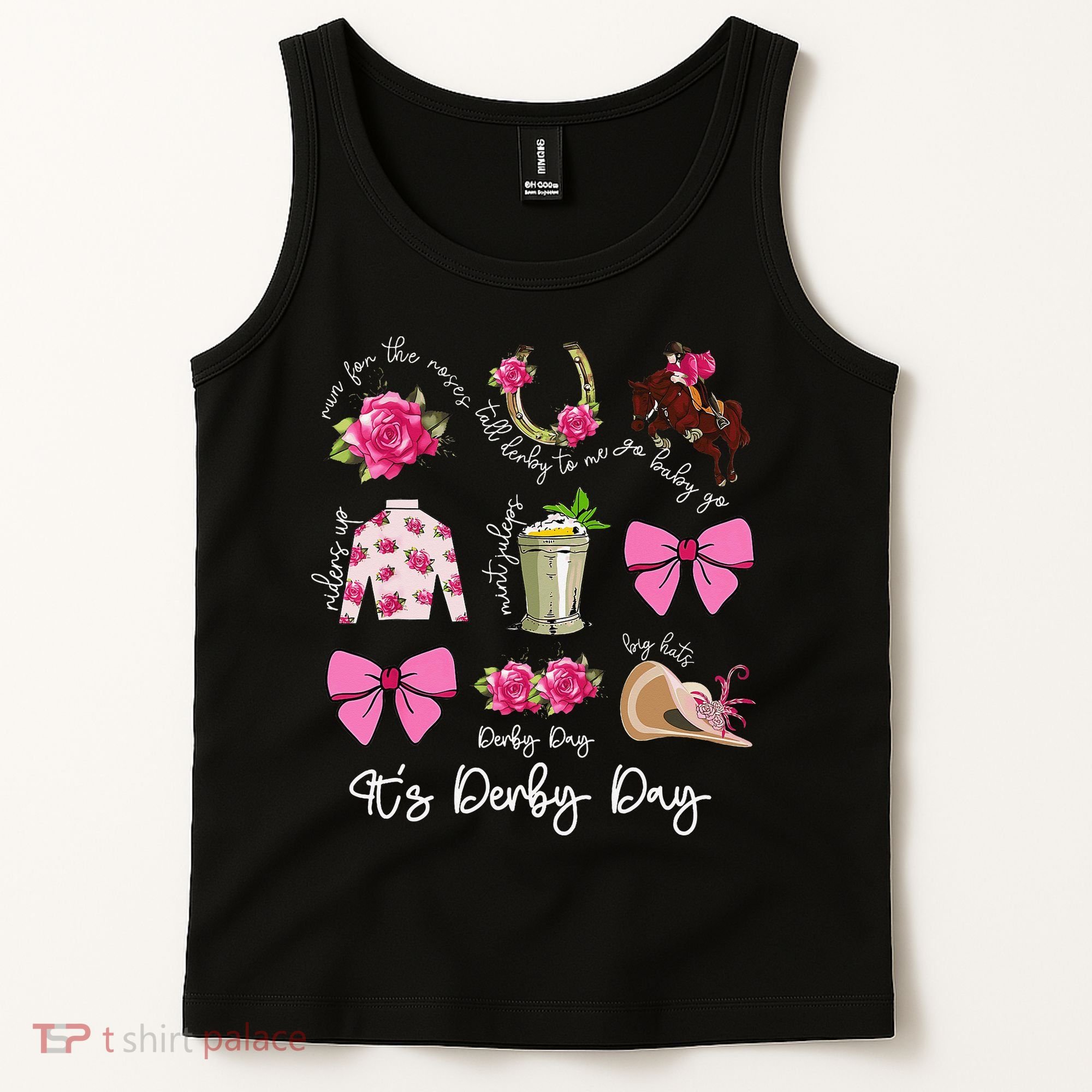 Coquette Mint Julep Big Hat Derby Horse Racing Women Tank Top