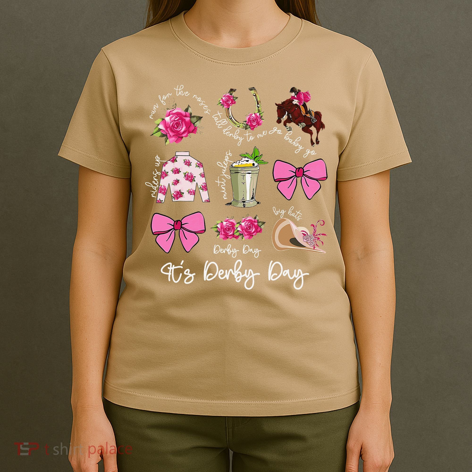 Coquette Mint Julep Big Hat Derby Horse Racing Women T-Shirt