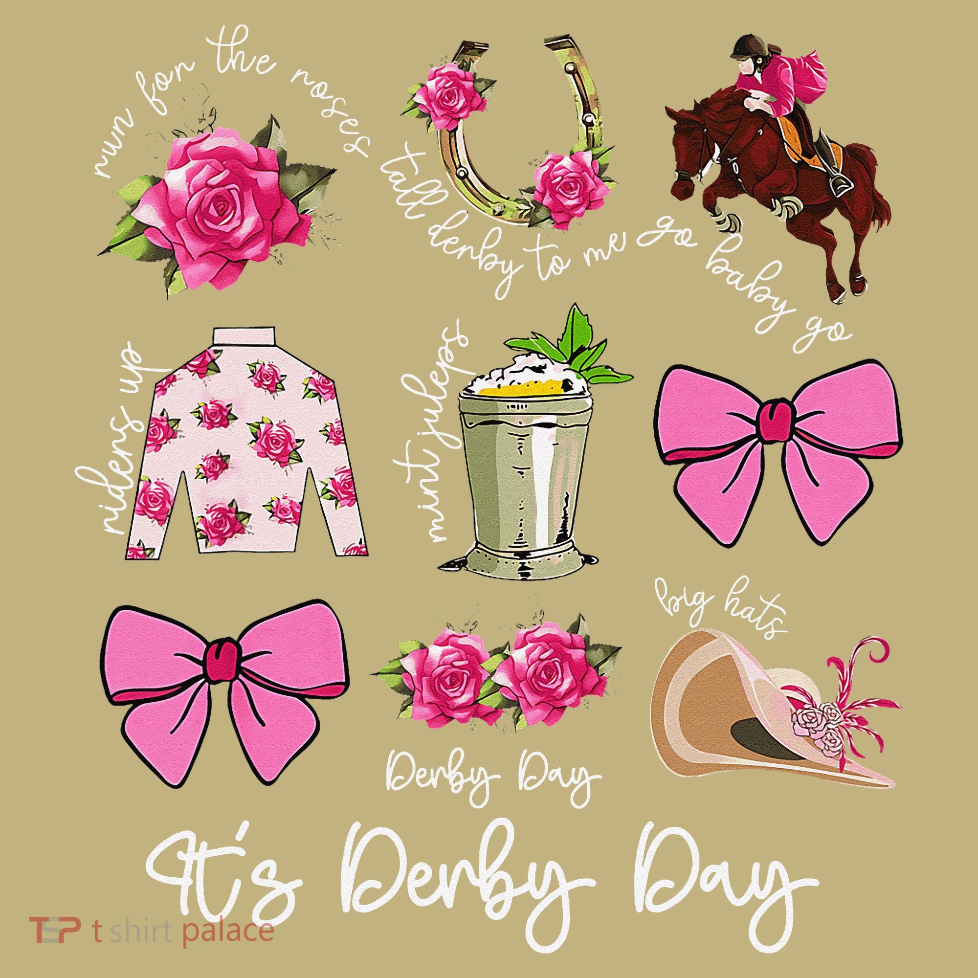 Coquette Mint Julep Big Hat Derby Horse Racing Women T-Shirt
