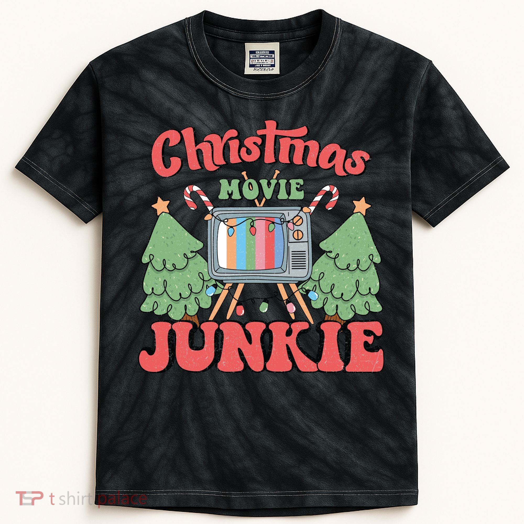 Christmas Movie Junkie Kids Tie-Dye T-Shirt