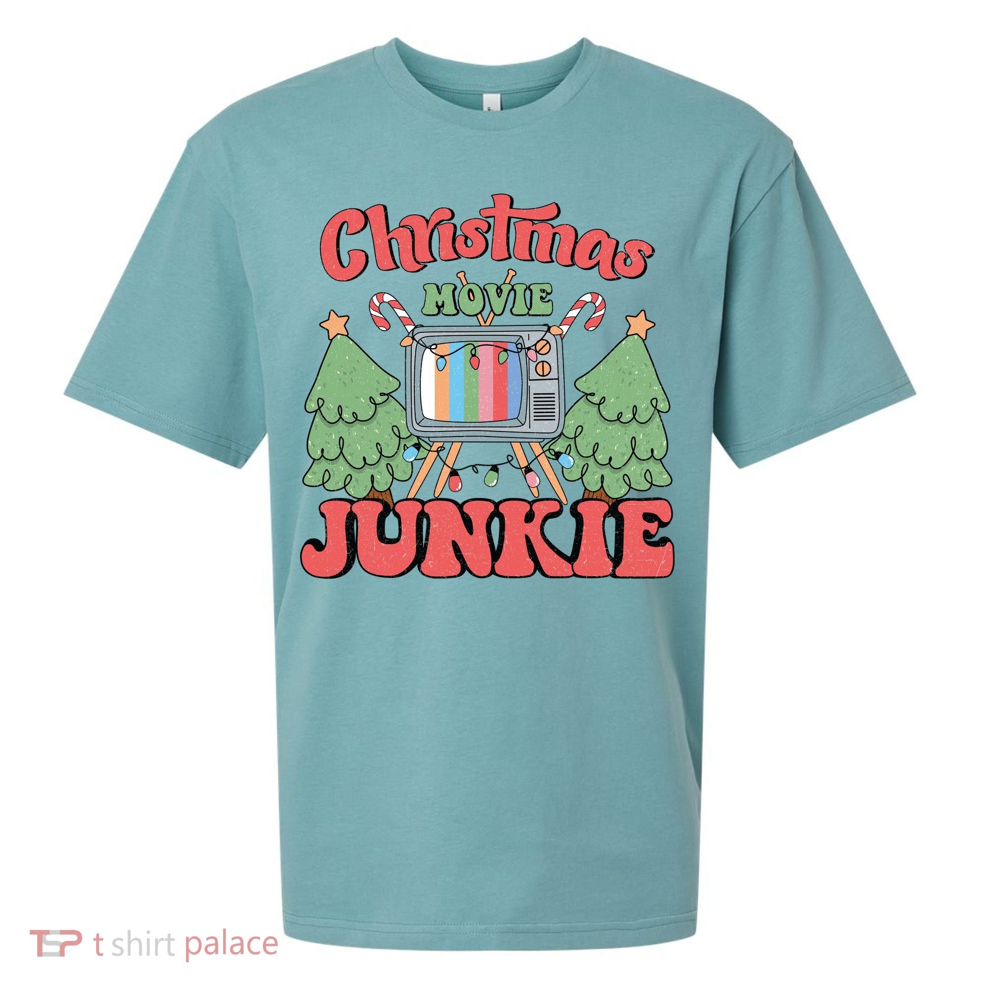 Christmas Movie Junkie Sueded Cloud Jersey T-Shirt