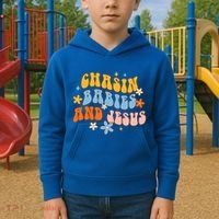 Christian Mom Jesus God Religious Chasin And Jesus Gift Kids Hoodie thumb 2