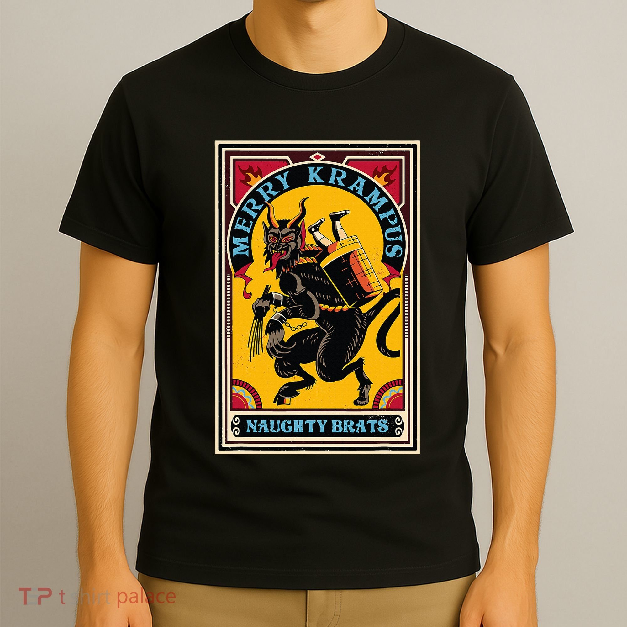 Christmas Merry Krampus Naughty Brats Circus Poster Style  T-Shirt