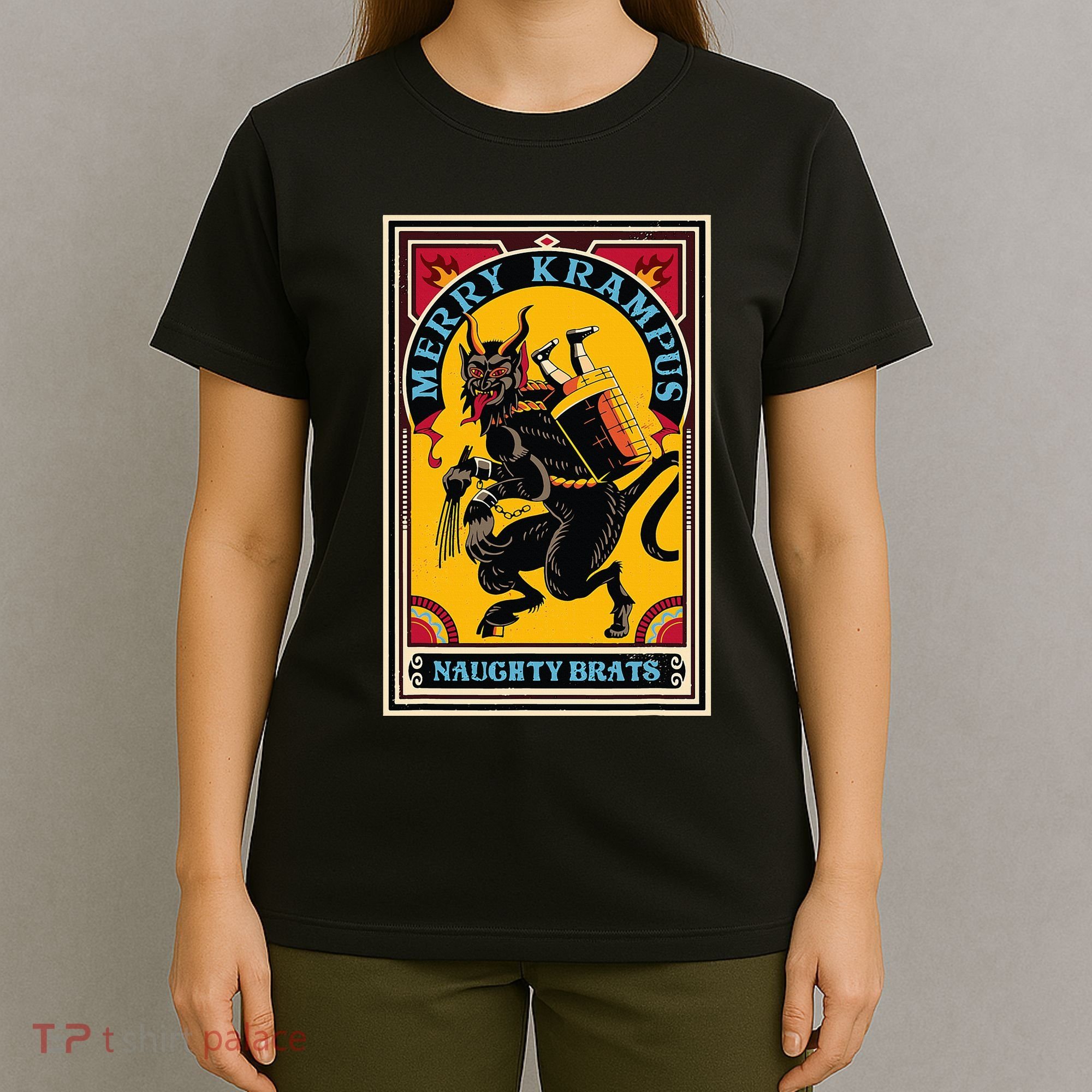 Christmas Merry Krampus Naughty Brats Circus Poster Style  T-Shirt