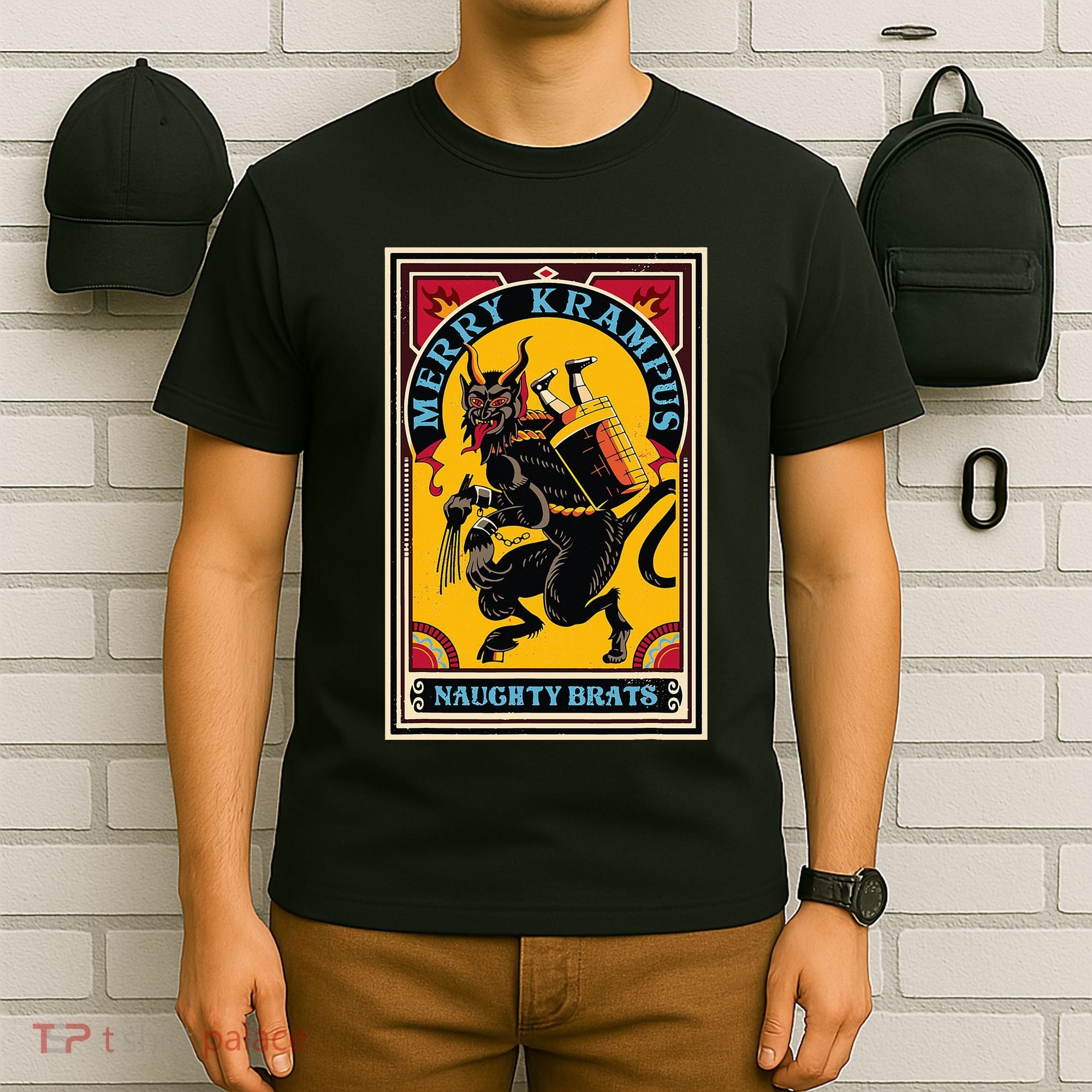 Christmas Merry Krampus Naughty Brats Circus Poster Style  T-Shirt
