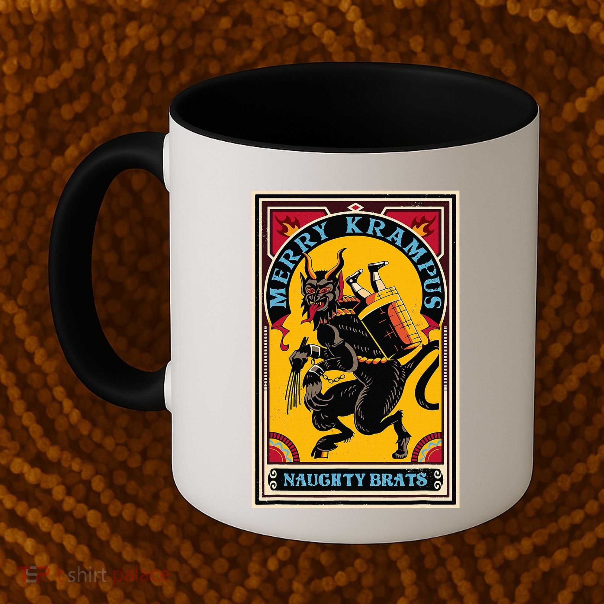 Christmas Merry Krampus Naughty Brats Circus Poster Style  Coffee Mug