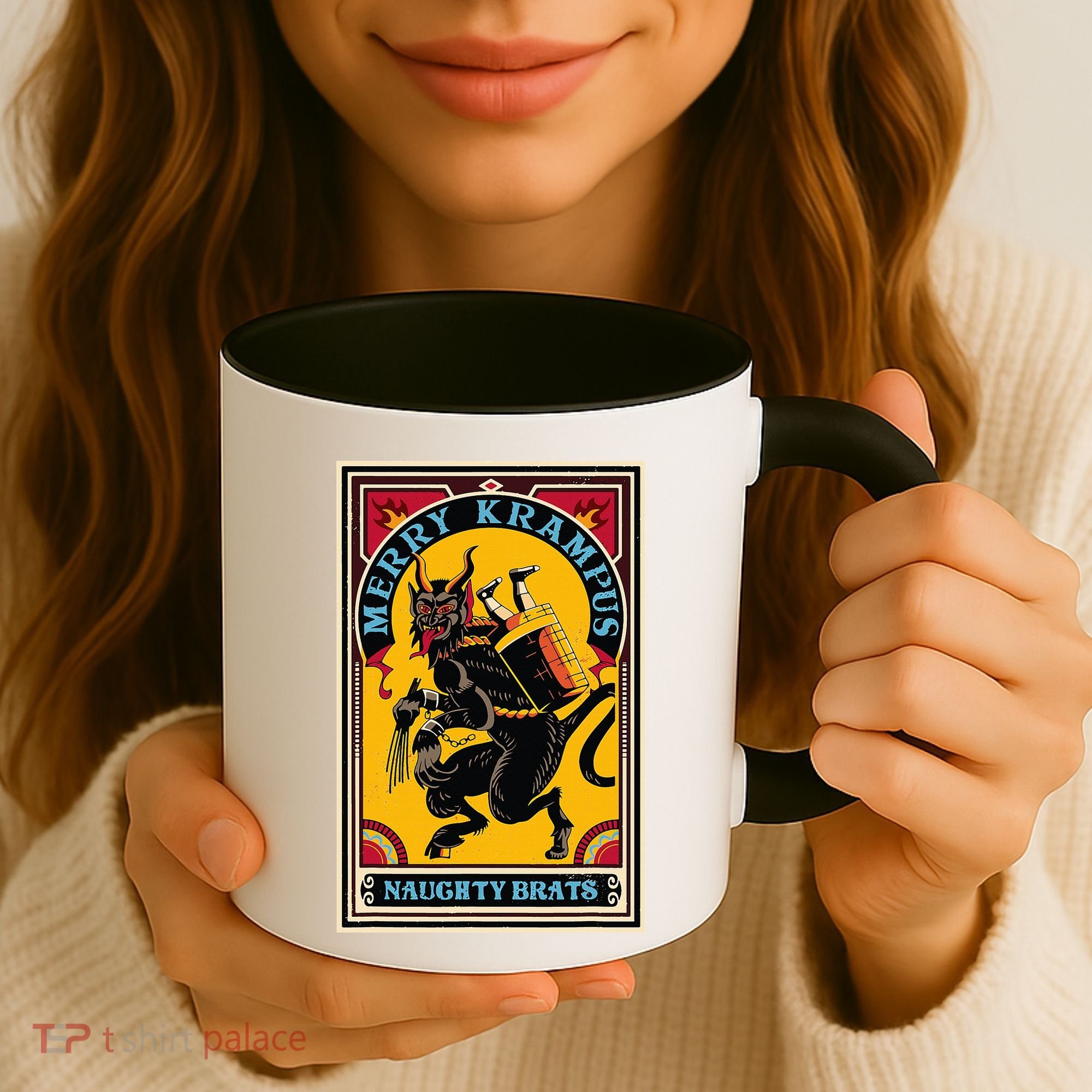 Christmas Merry Krampus Naughty Brats Circus Poster Style  Coffee Mug
