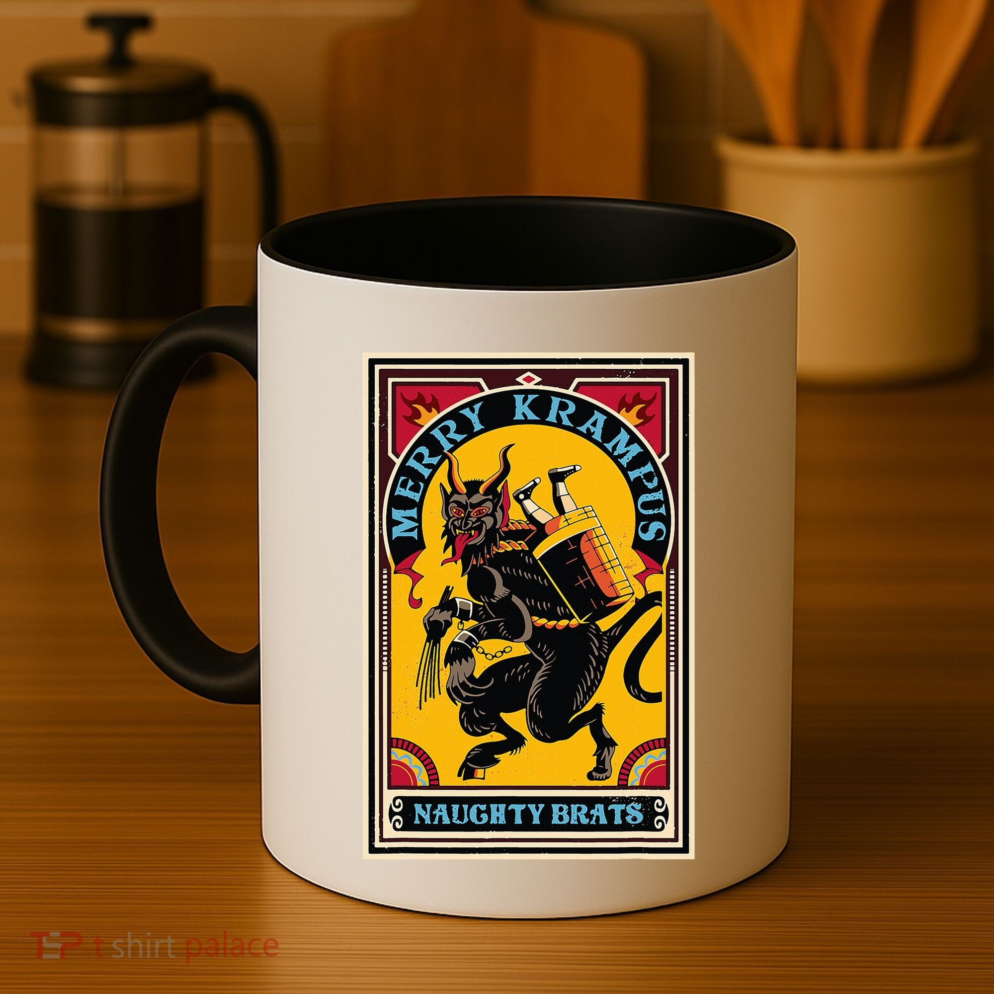 Christmas Merry Krampus Naughty Brats Circus Poster Style  Coffee Mug