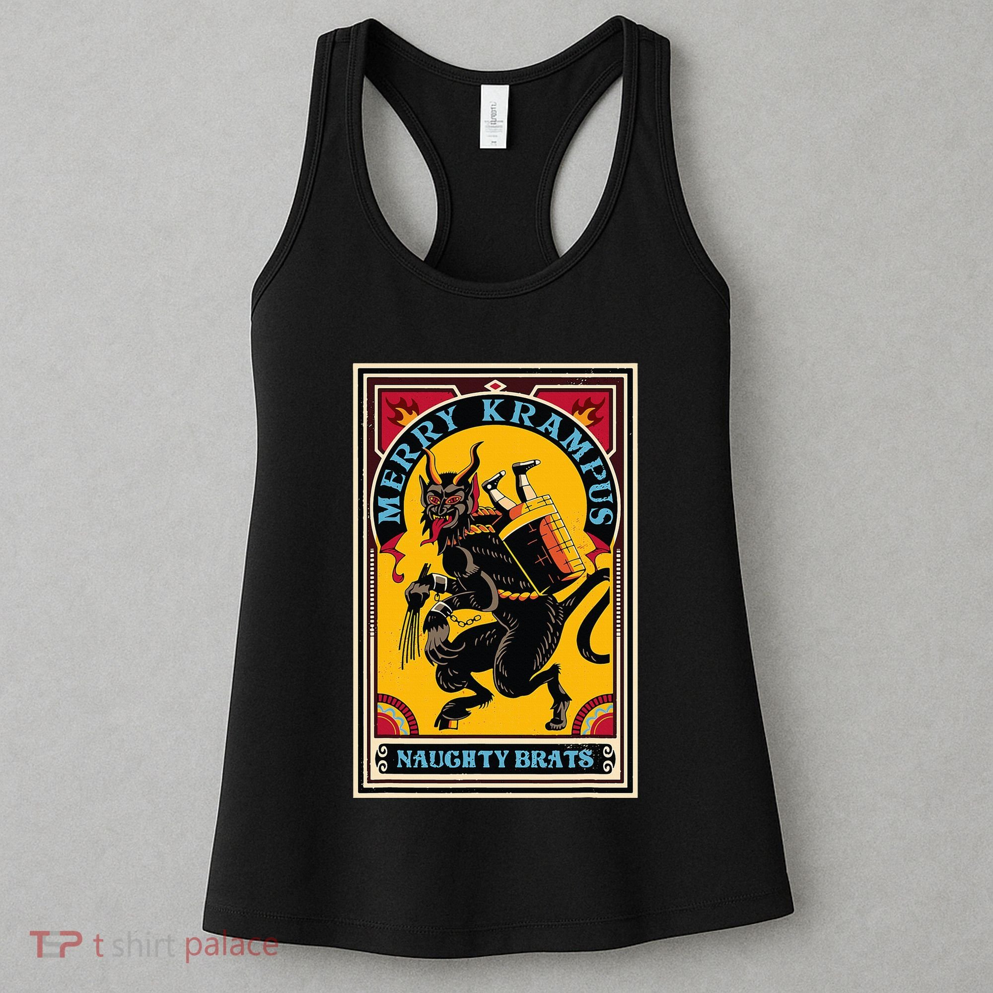 Christmas Merry Krampus Naughty Brats Circus Poster Style  Women's Tank Top
