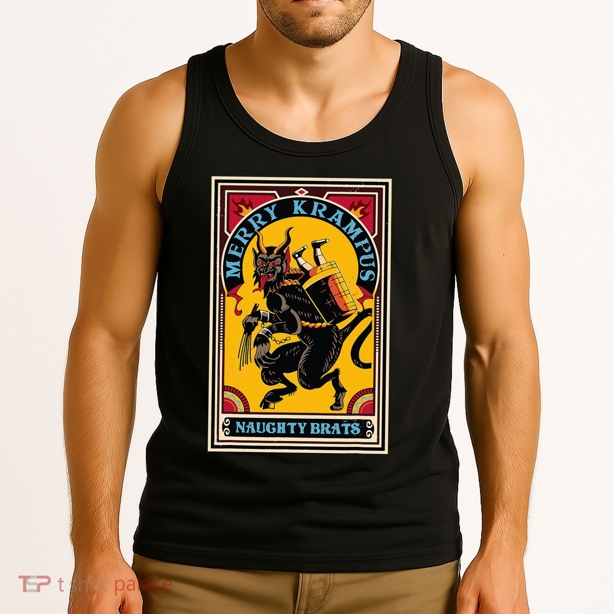 Christmas Merry Krampus Naughty Brats Circus Poster Style  Tank Top