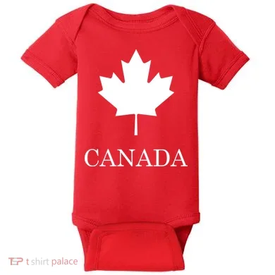 Canada Maple Leaf Canadian Flag Baby Bodysuit