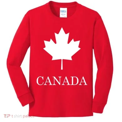Canada Maple Leaf Canadian Flag Kids Long Sleeve Shirt