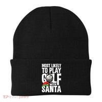 Christmas Most Likely To Play Golf With Santa Golfer Xmas Gift Beanie thumb 0