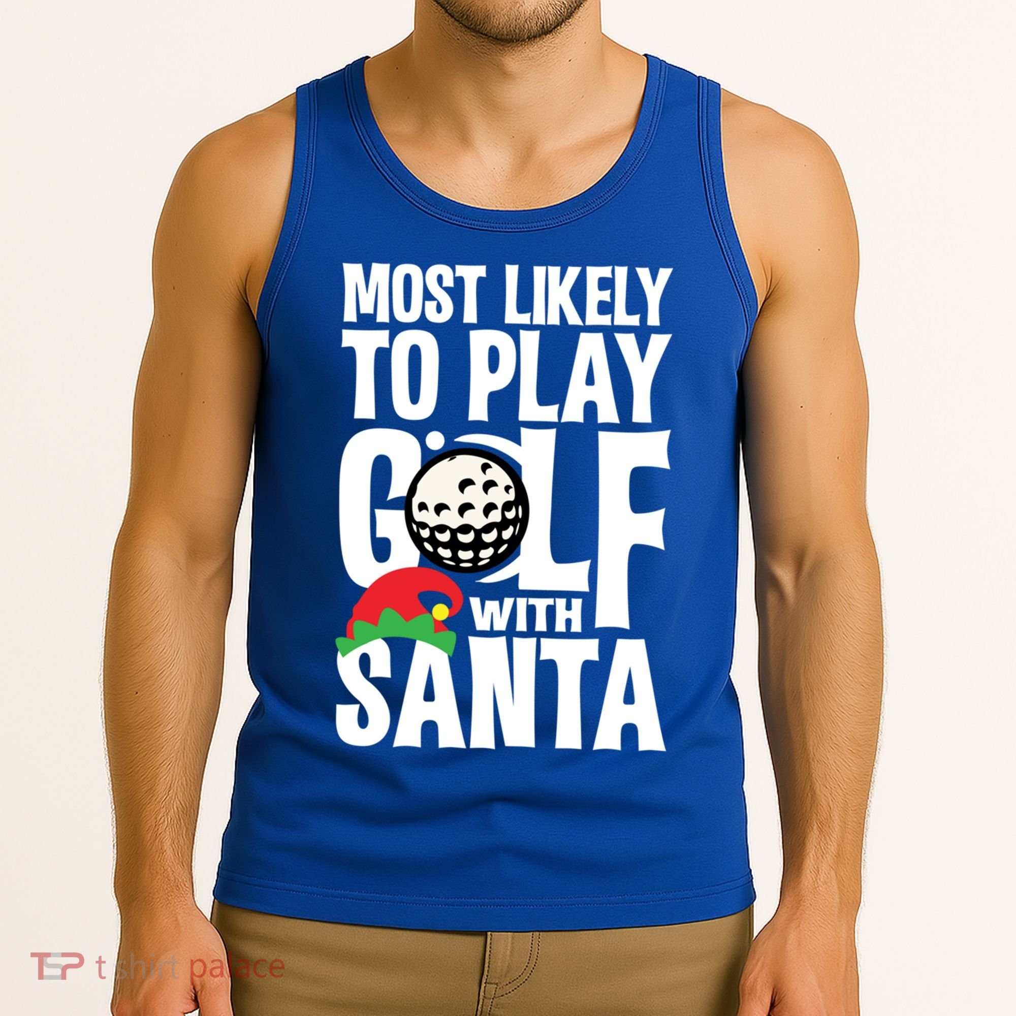 Christmas Most Likely To Play Golf With Santa Golfer Xmas Gift Tank Top