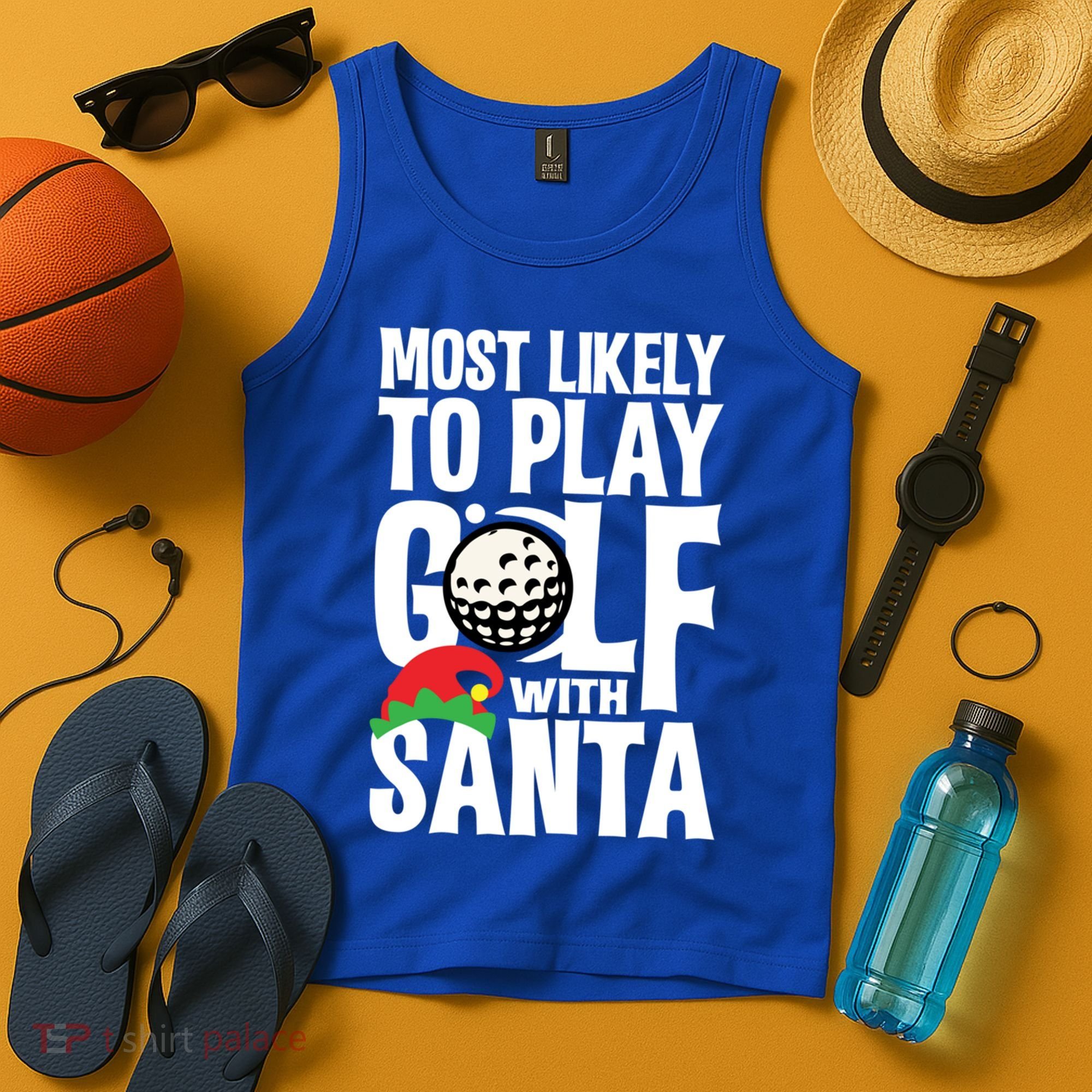 Christmas Most Likely To Play Golf With Santa Golfer Xmas Gift Tank Top