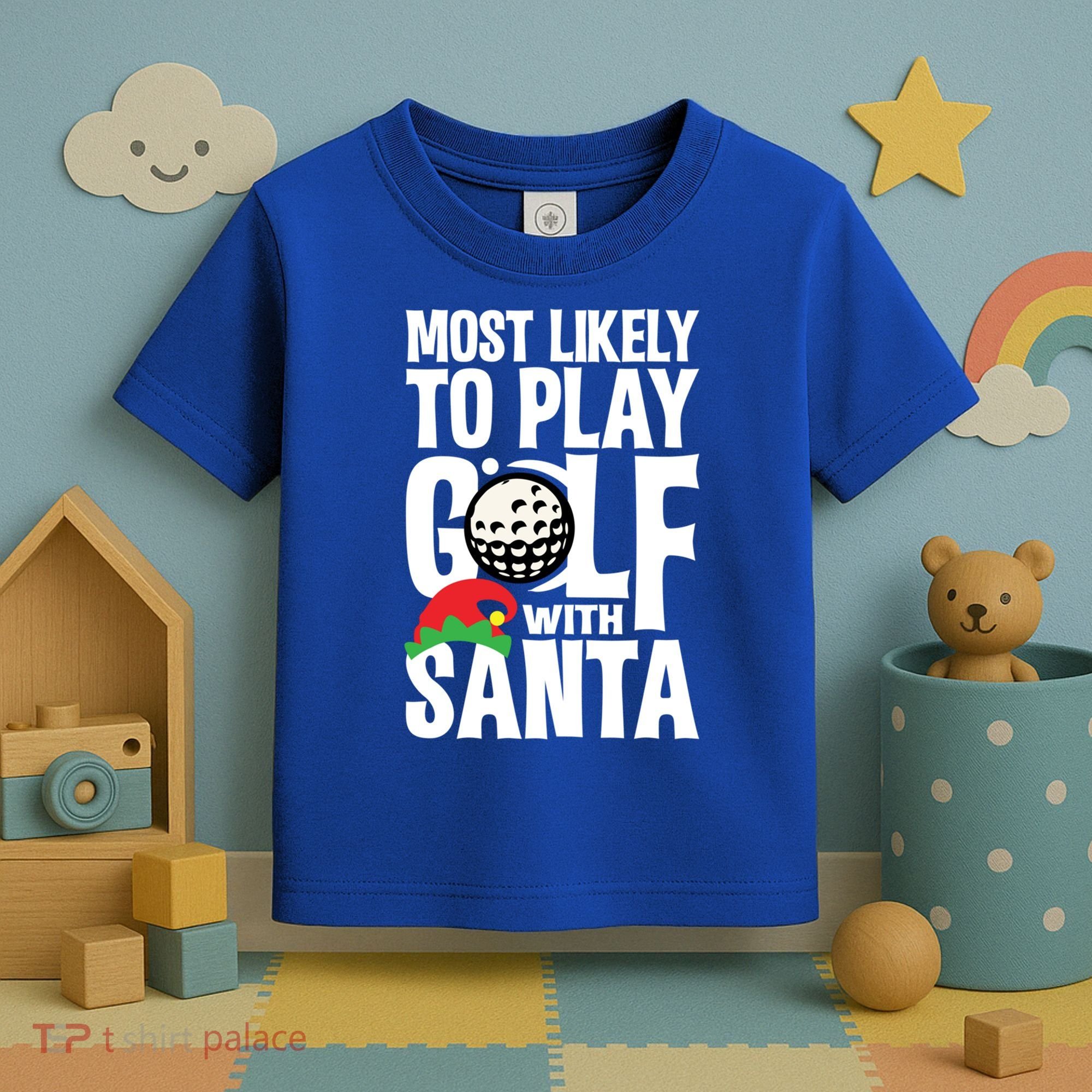 Christmas Most Likely To Play Golf With Santa Golfer Xmas Gift Toddler T-Shirt