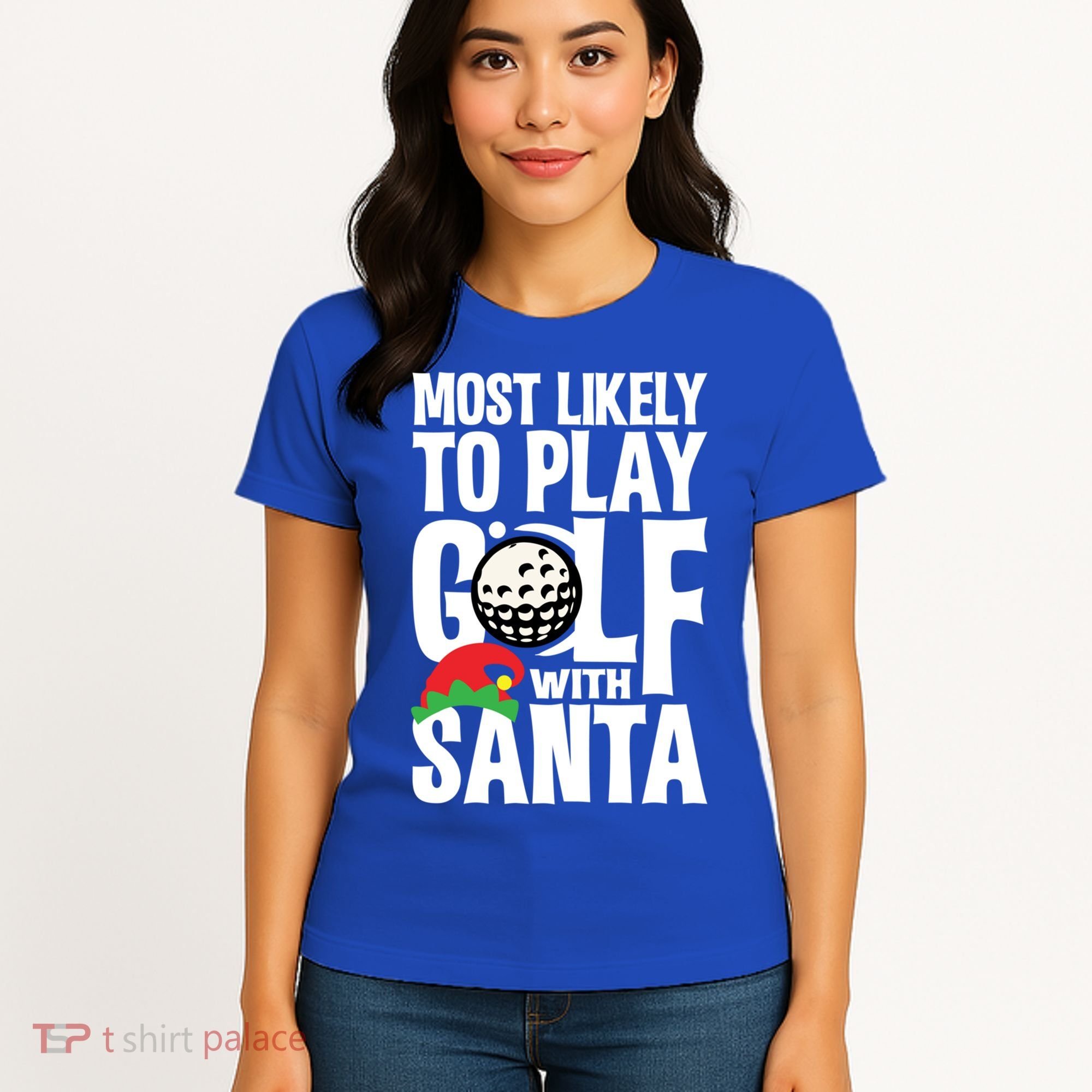 Christmas Most Likely To Play Golf With Santa Golfer Xmas Gift Women's T-Shirt