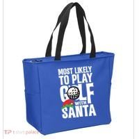 Christmas Most Likely To Play Golf With Santa Golfer Xmas Gift Tote Bag thumb 2