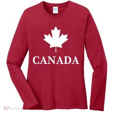 Canada Maple Leaf Canadian Flag Women's Long Sleeve Shirt