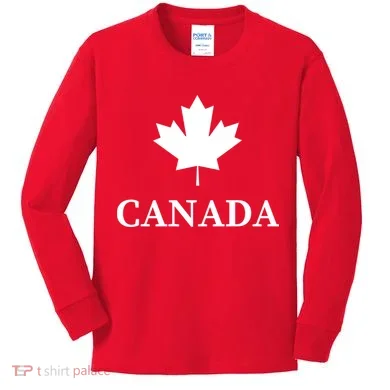 Canada Maple Leaf Canadian Flag Kids Long Sleeve Shirt