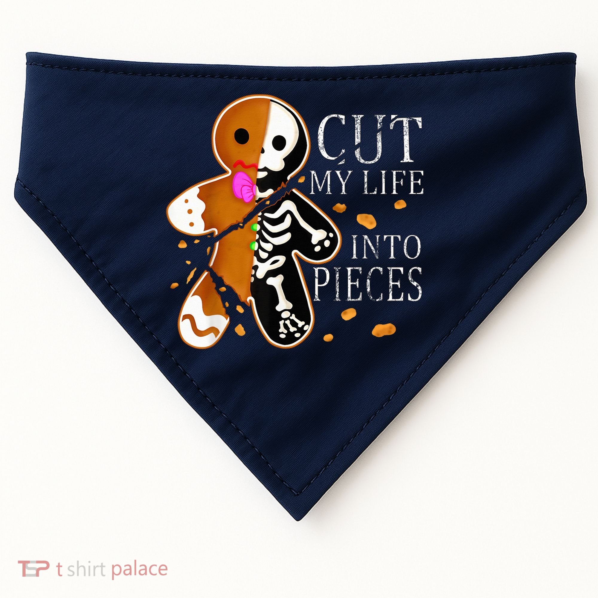 Cut My Life Into Pieces Gingerbread Christmas USA-Made Doggie Bandana