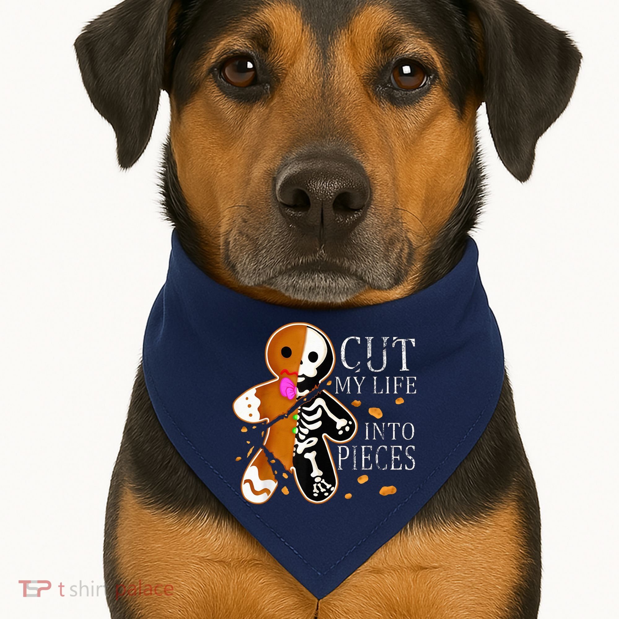 Cut My Life Into Pieces Gingerbread Christmas USA-Made Doggie Bandana