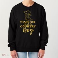 Country Music Lyrics Quotes Thank God IM A Country Boy Women's Sweatshirt thumb 0
