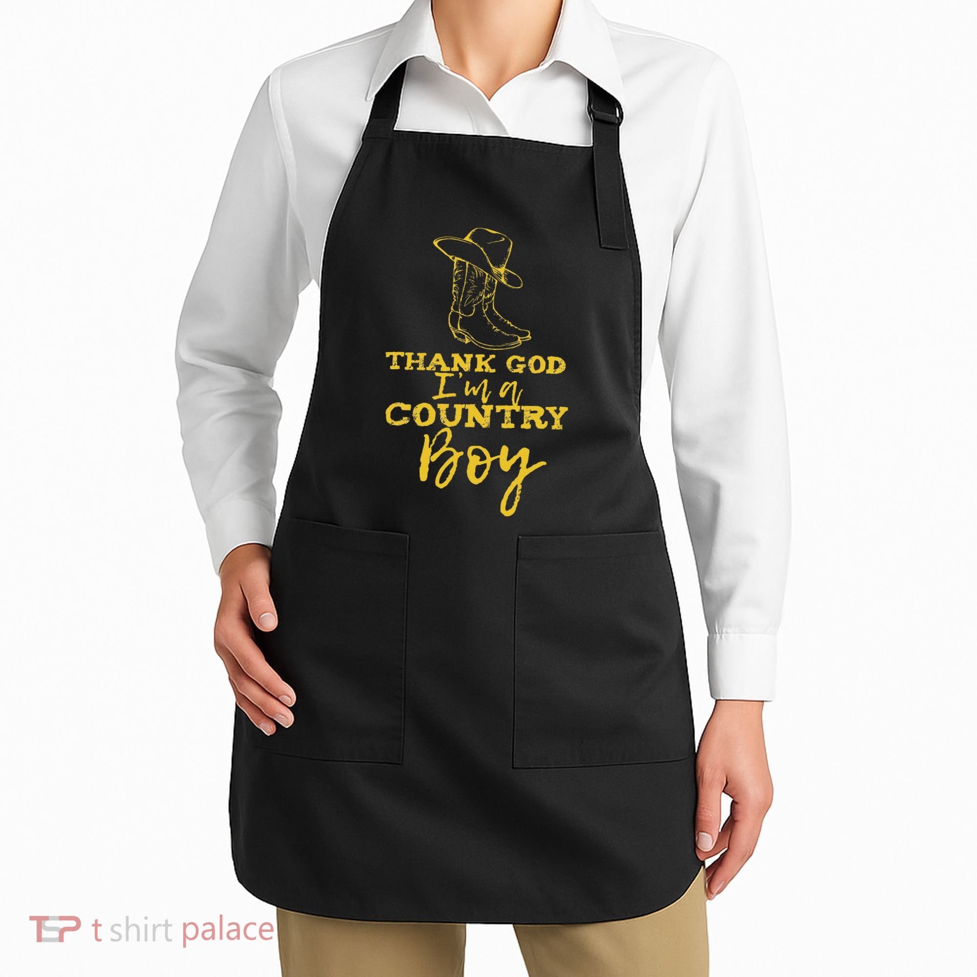 Country Music Lyrics Quotes Thank God IM A Country Boy Apron