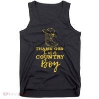 Country Music Lyrics Quotes Thank God IM A Country Boy Tank Top thumb 0