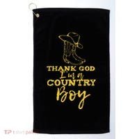 Country Music Lyrics Quotes Thank God IM A Country Boy Golf Towel thumb 0