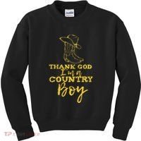 Country Music Lyrics Quotes Thank God IM A Country Boy Kids Sweatshirt thumb 0