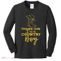 Country Music Lyrics Quotes Thank God IM A Country Boy Kids Long Sleeve Shirt thumb 0