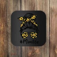 Classy Mimi Life With Sunflower Messy Bun Mother's Day Coaster thumb 0