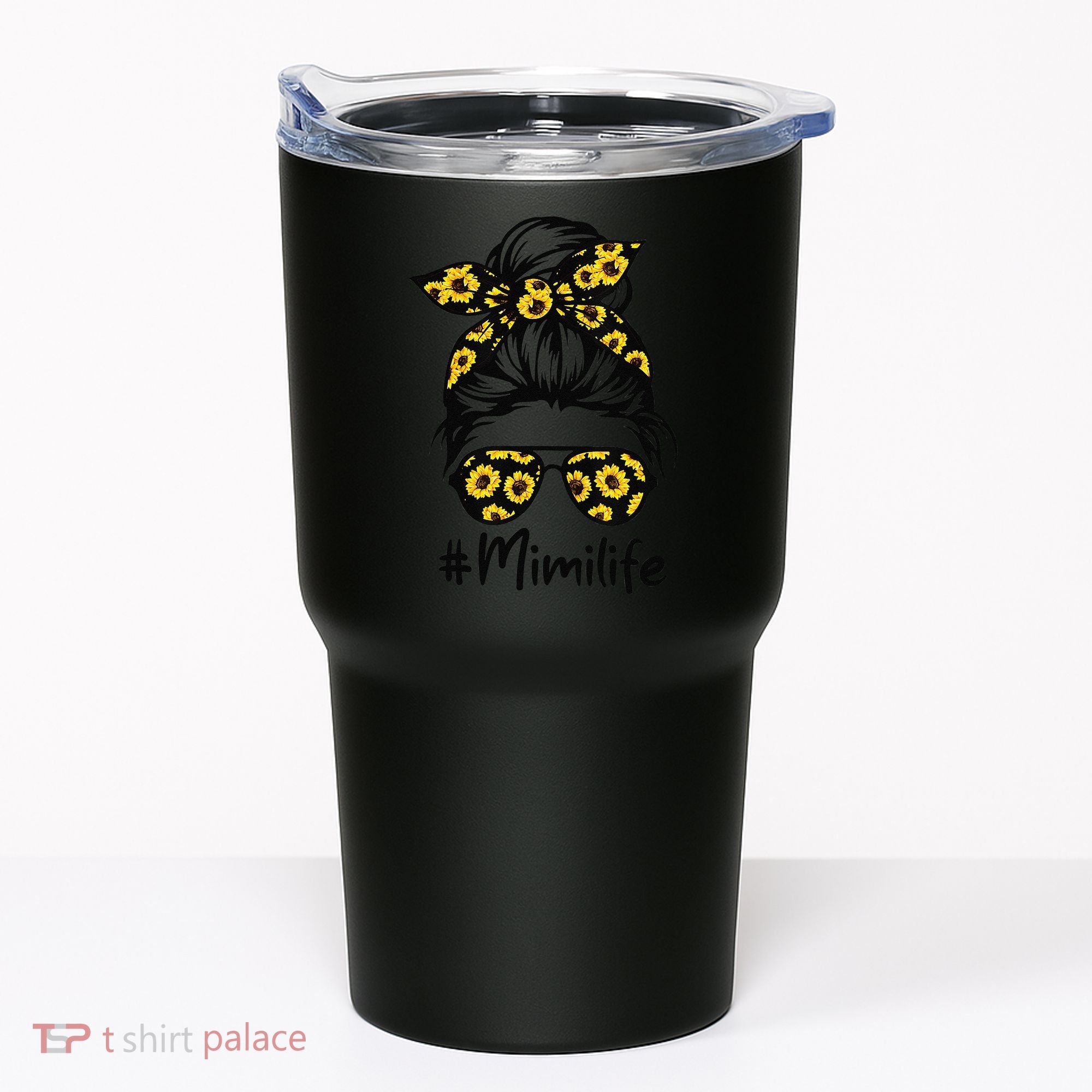 Classy Mimi Life With Sunflower Messy Bun Mother's Day Tumbler