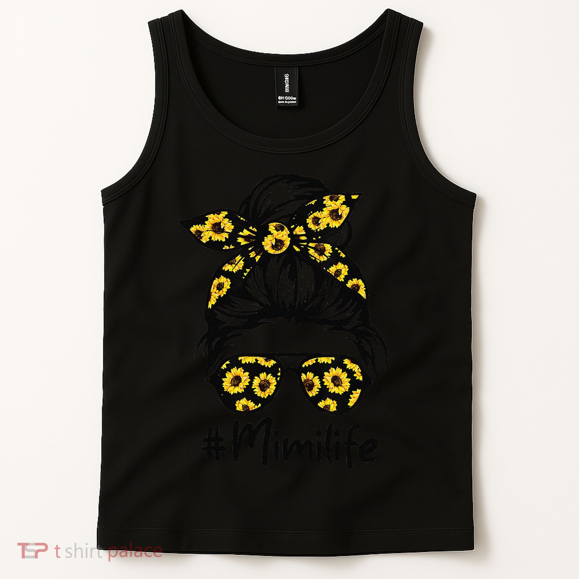 Classy Mimi Life With Sunflower Messy Bun Mother's Day Tank Top