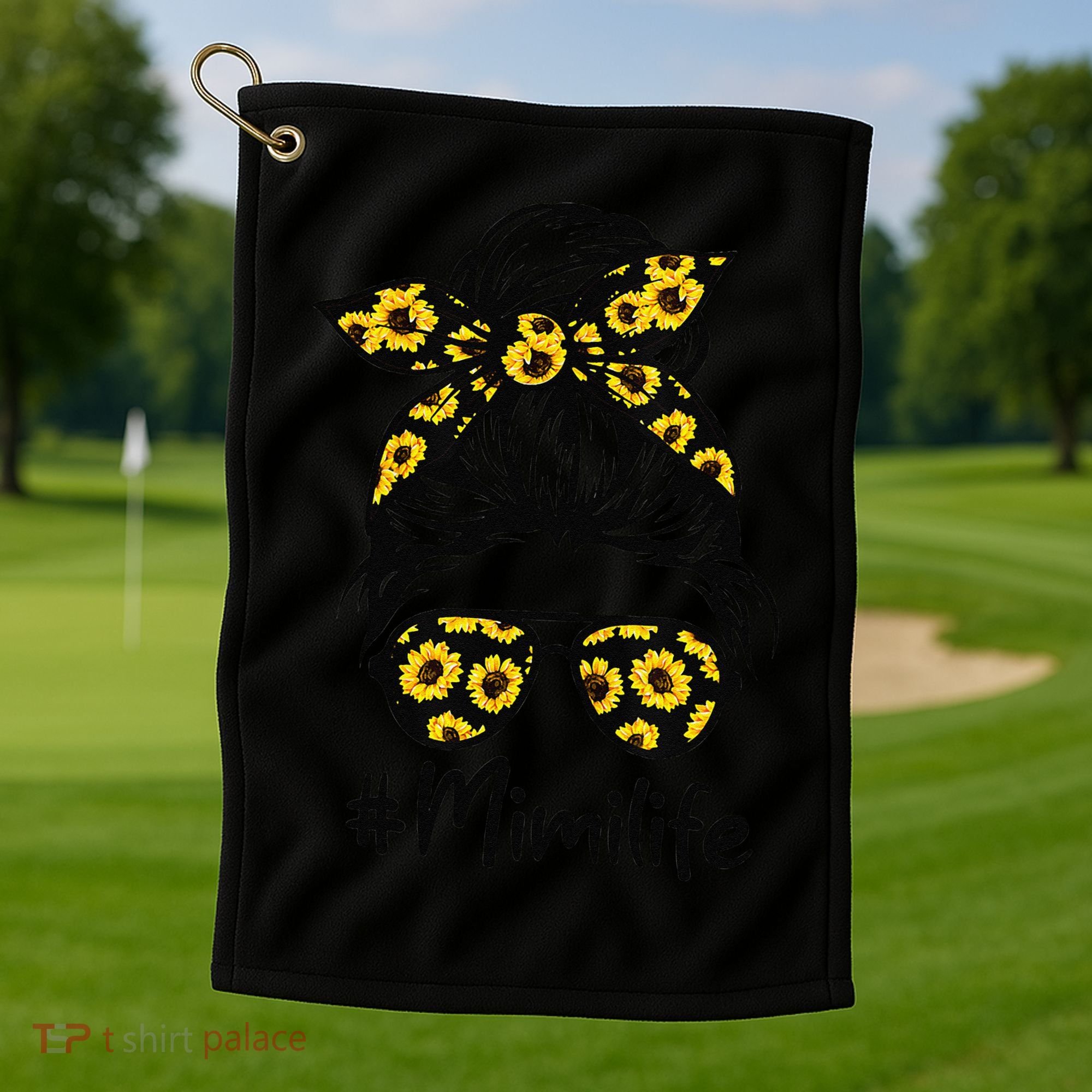 Classy Mimi Life With Sunflower Messy Bun Mother's Day Golf Towel