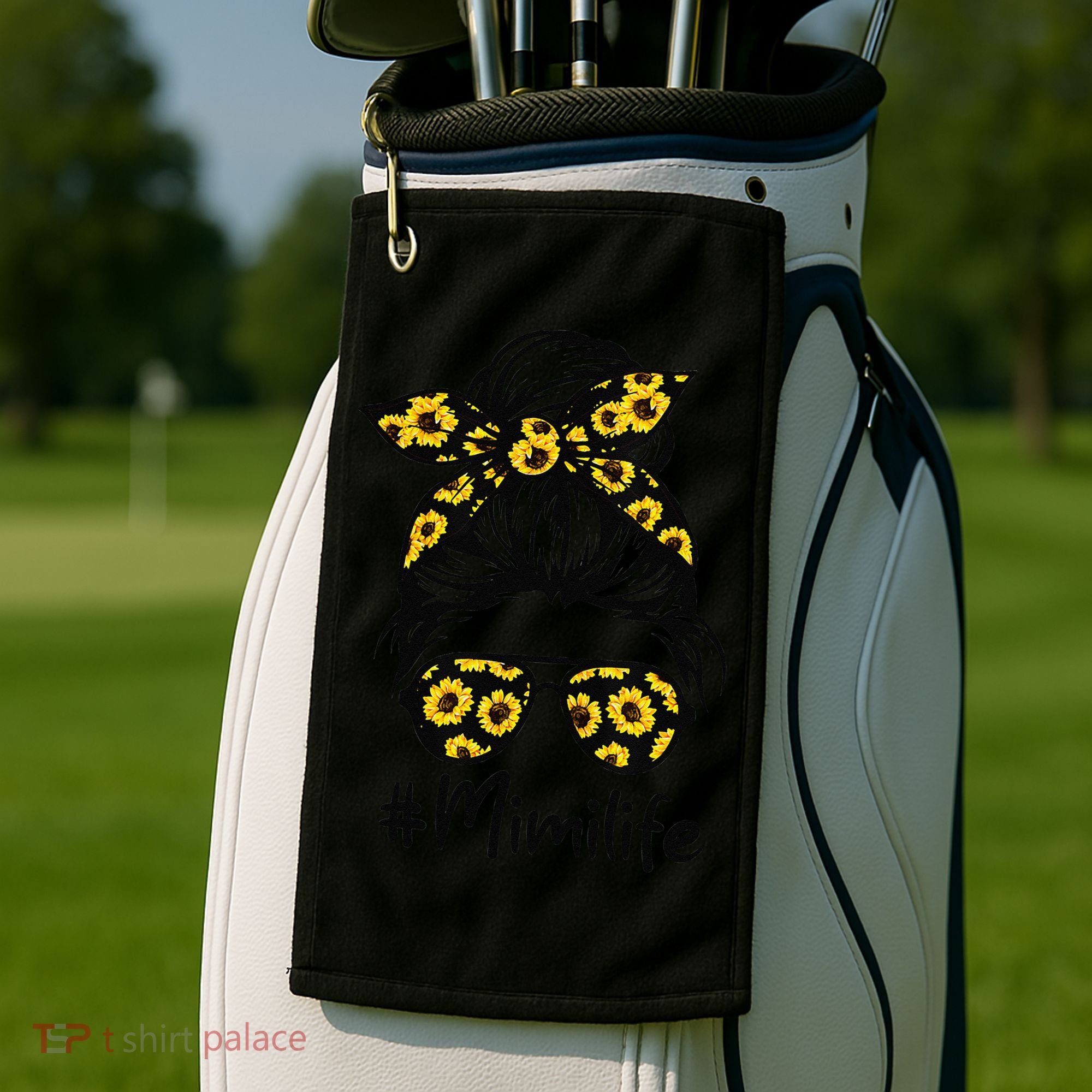 Classy Mimi Life With Sunflower Messy Bun Mother's Day Golf Towel