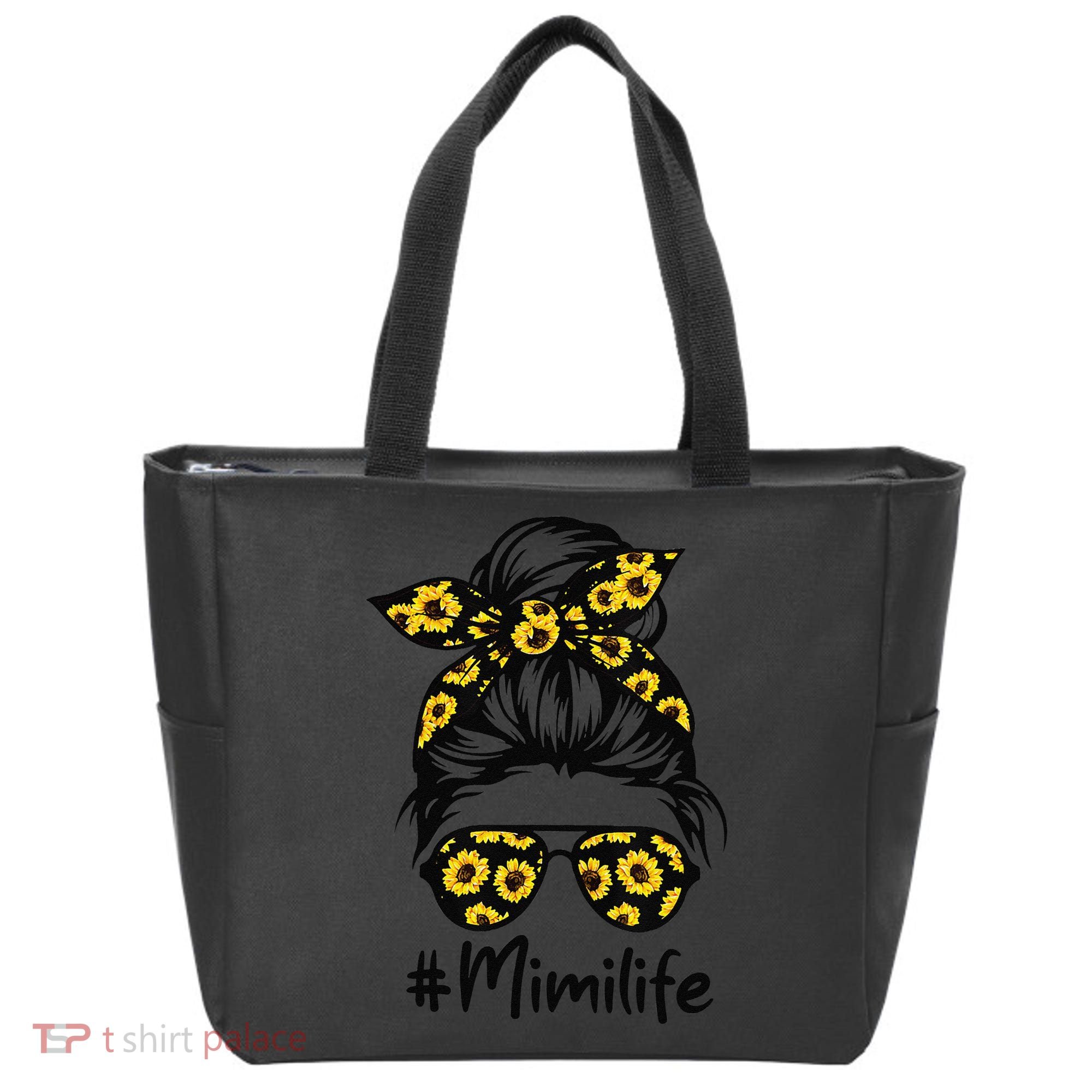 Classy Mimi Life With Sunflower Messy Bun Mother's Day Tote Bag