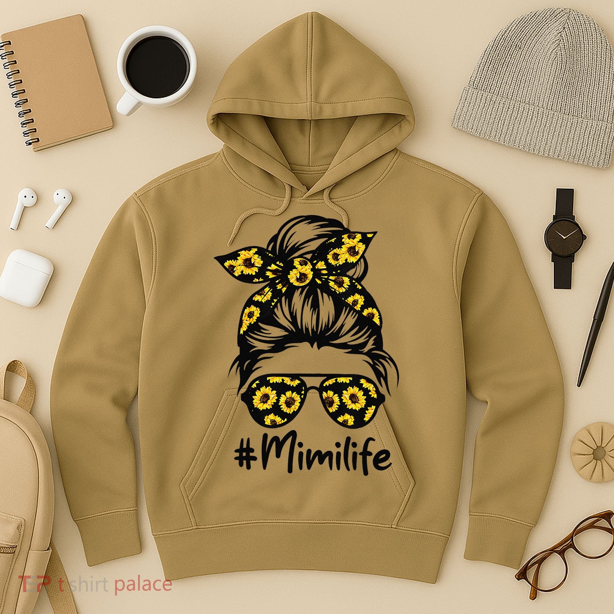 Classy Mimi Life With Sunflower Messy Bun Mother's Day Hoodie
